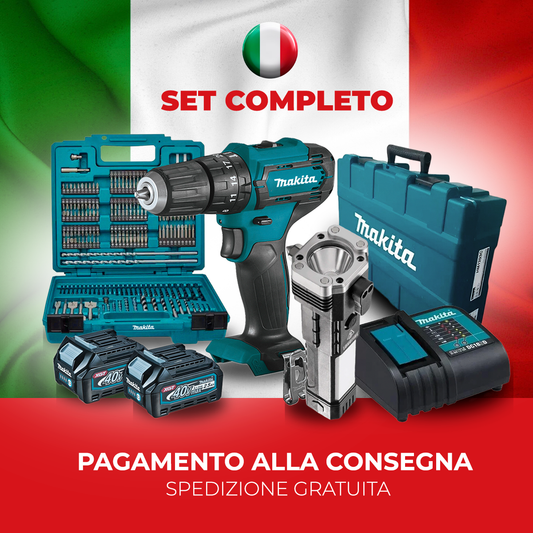 Avvitatore/Trapano a batteria MKT + Set di 35 punte + 2 Batterie + Torcia